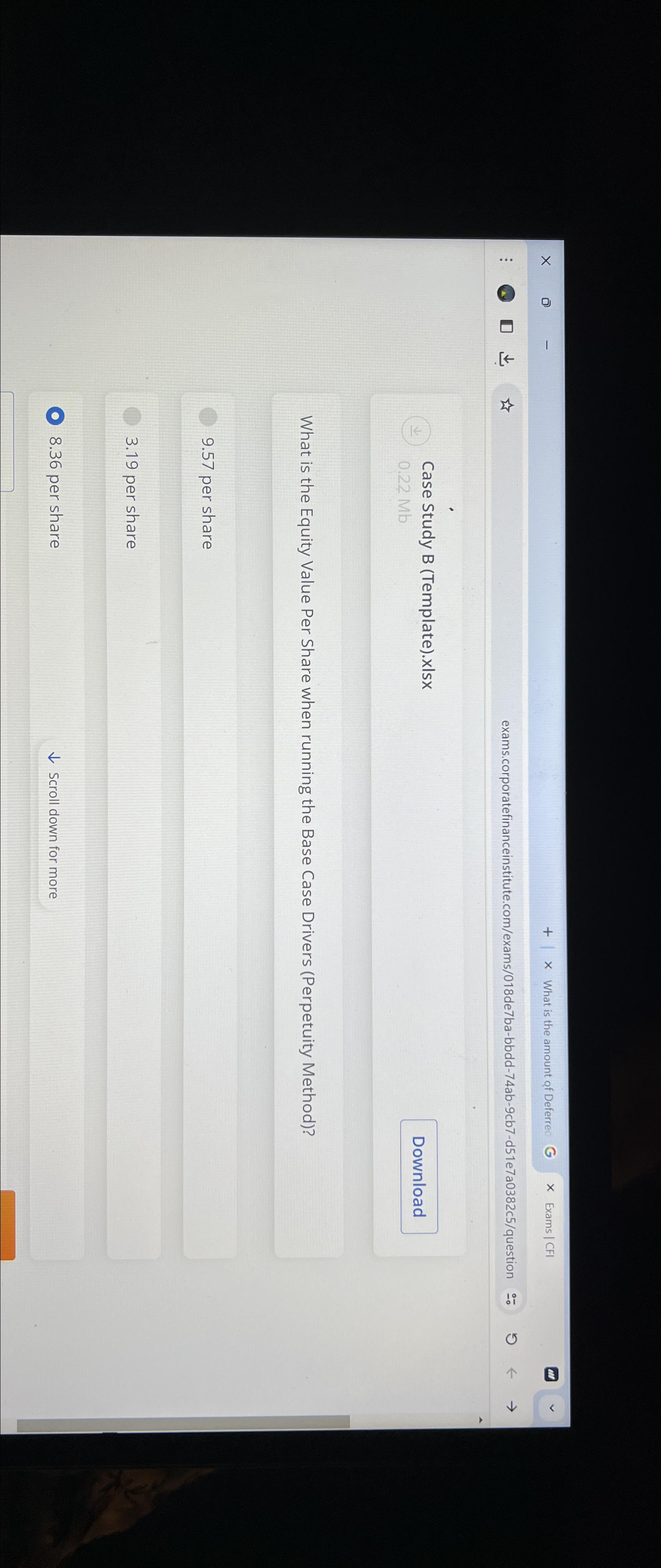  Case Study B (Template).xIsx Download What is the Equity Value Per