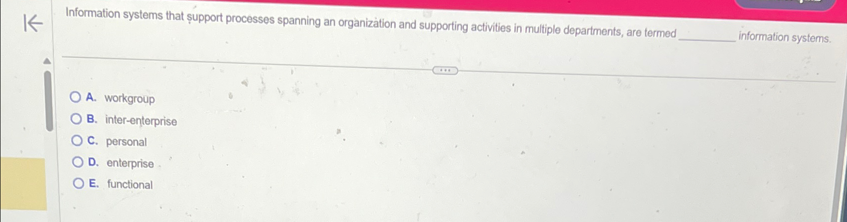  Information systems that upport processes spanning an organization and supporting activities