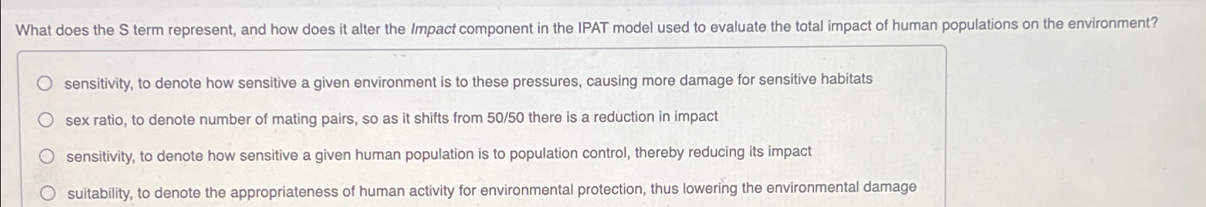  What does the S term represent, and how does it alter