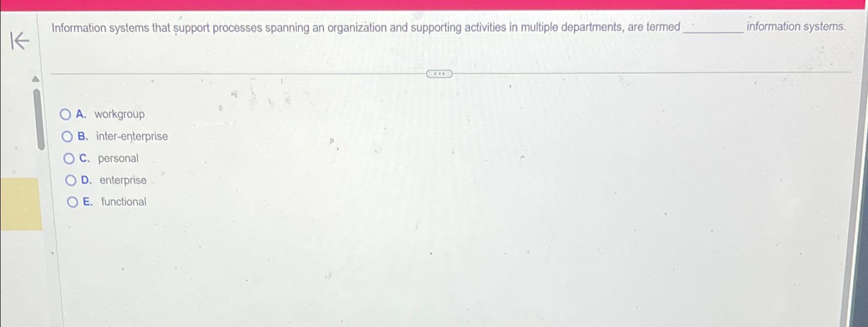  Information systems that upport processes spanning an organization and supporting activities