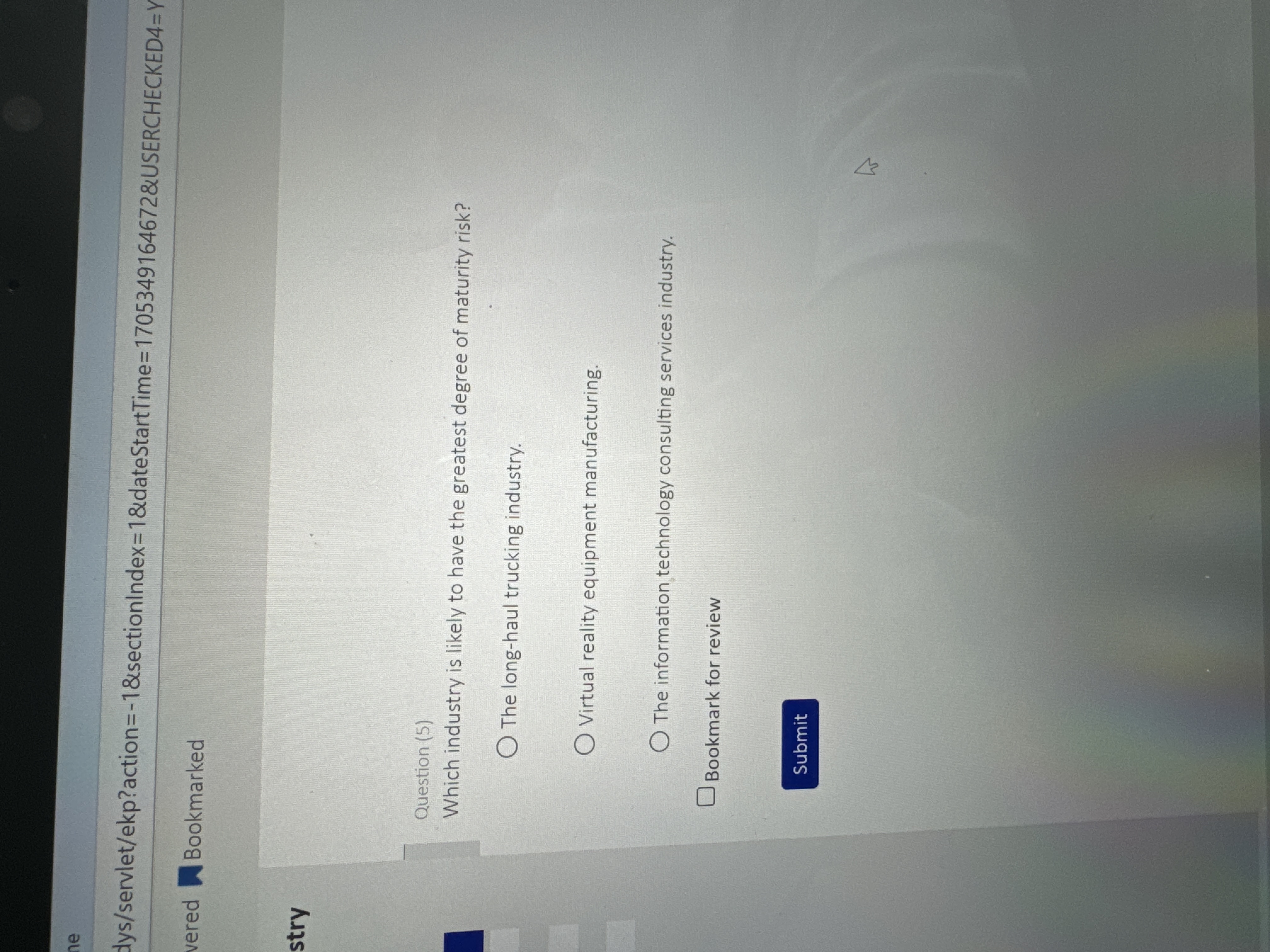  Question (5) Which industry is likely to have the greatest degree