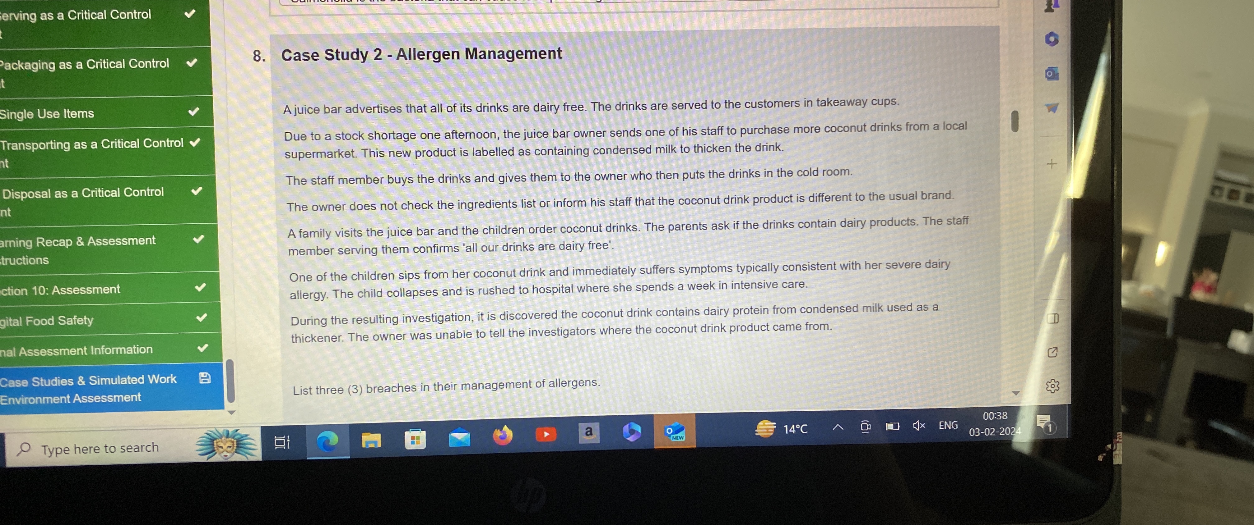  erving as a Critical Control Packaging as a Critical Control Single