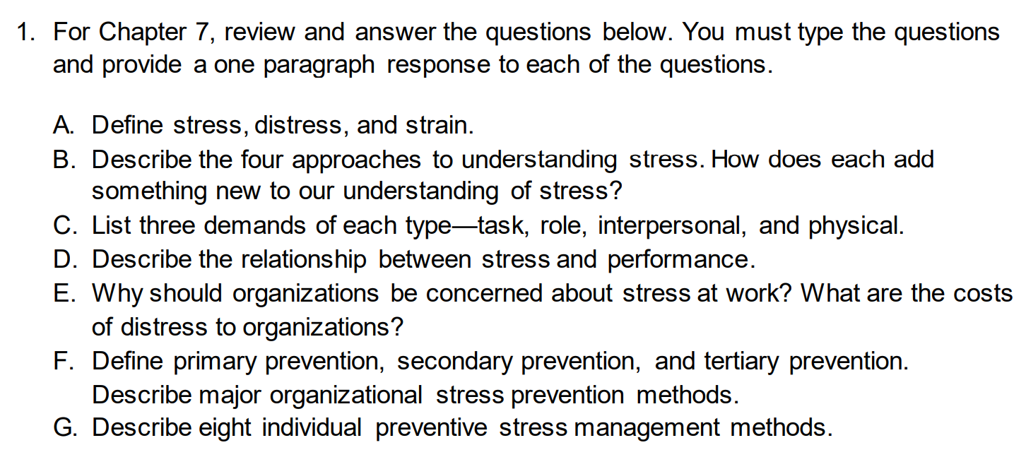  1. For Chapter 7, review and answer the questions below. You