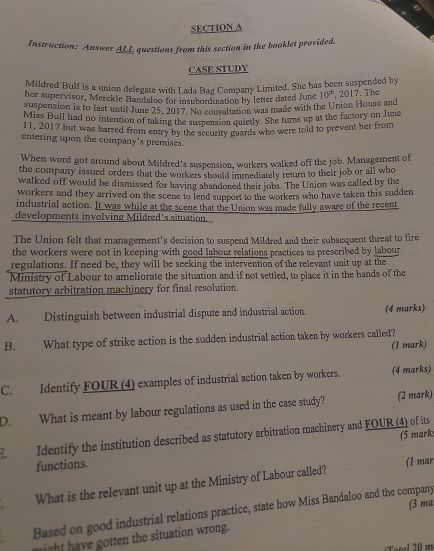  SECTION A Instruction: Answer ALL questions from this section in the