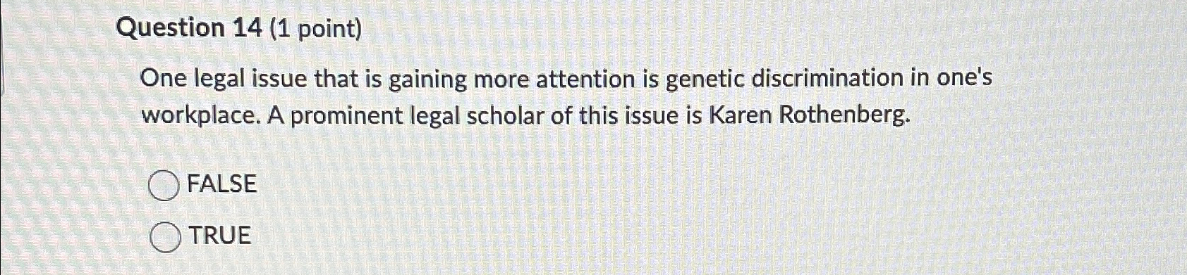  Question 14(1 point) One legal issue that is gaining more attention