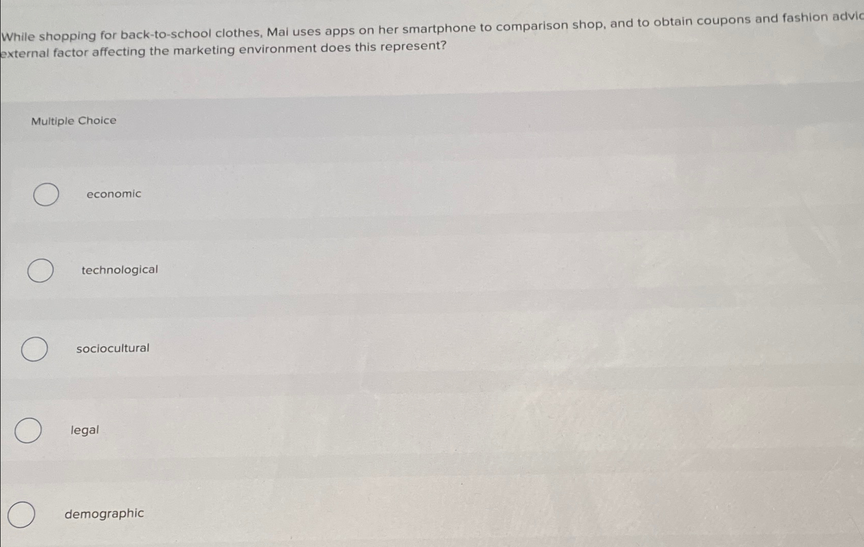 While shopping for back-to-school clothes, Mal uses apps on her smartphone