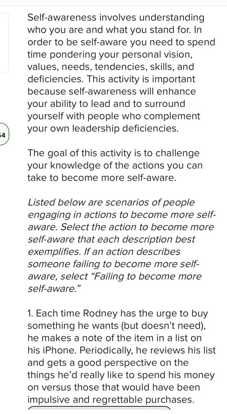  Self-awareness involves understanding who you are and what you stand for.