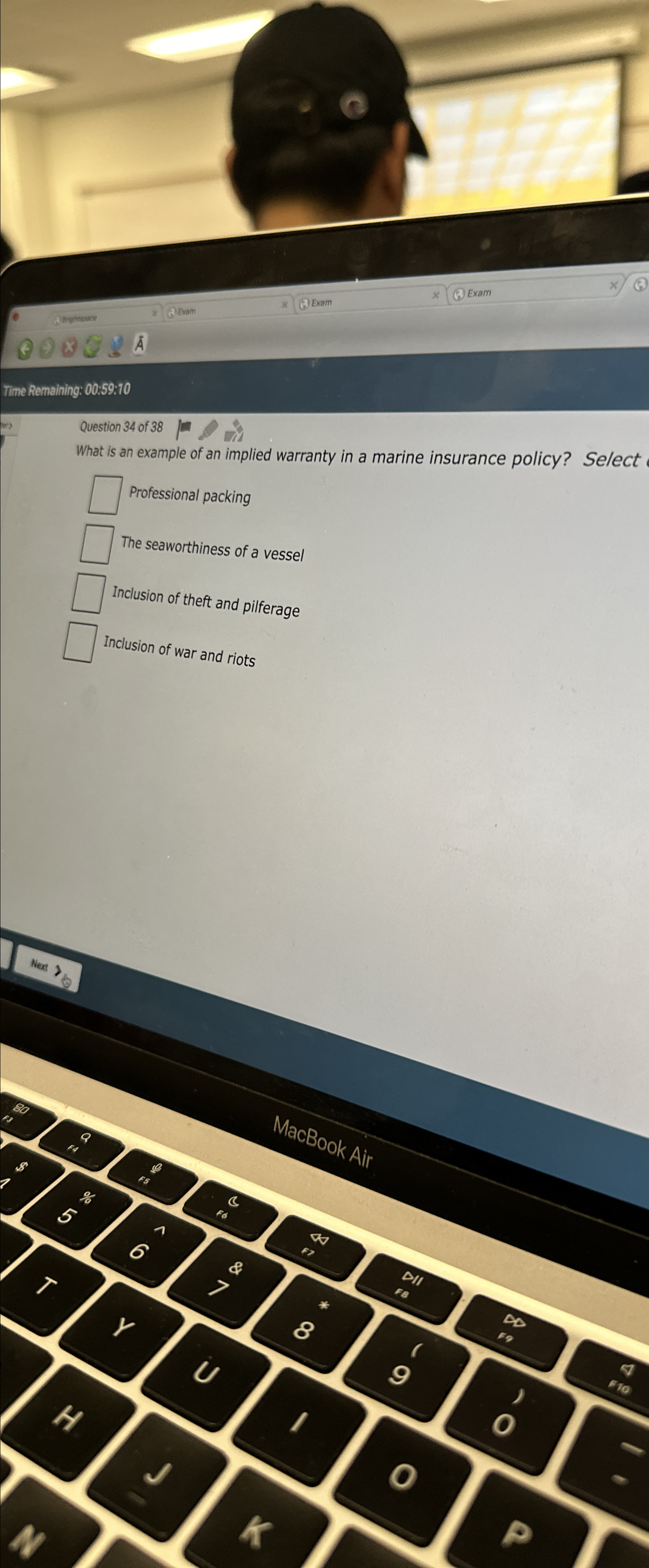  Time Remaining: 00:59:10 Question 34 of 38 What is an example