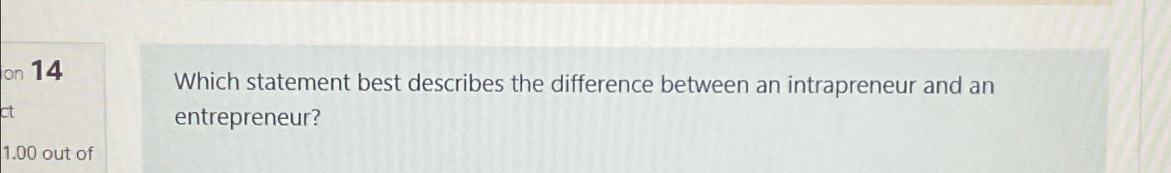  Which statement best describes the difference between an intrapreneur and an