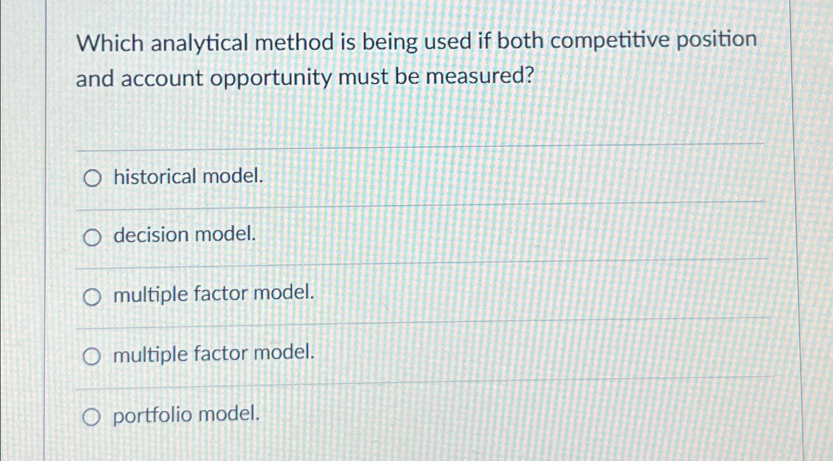 Which analytical method is being used if both competitive position and