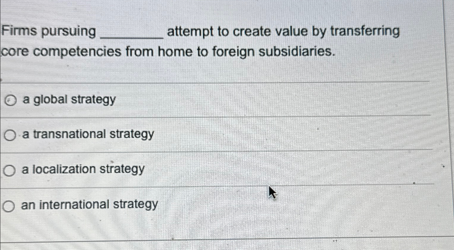  Firms pursuing attempt to create value by transferring core competencies from