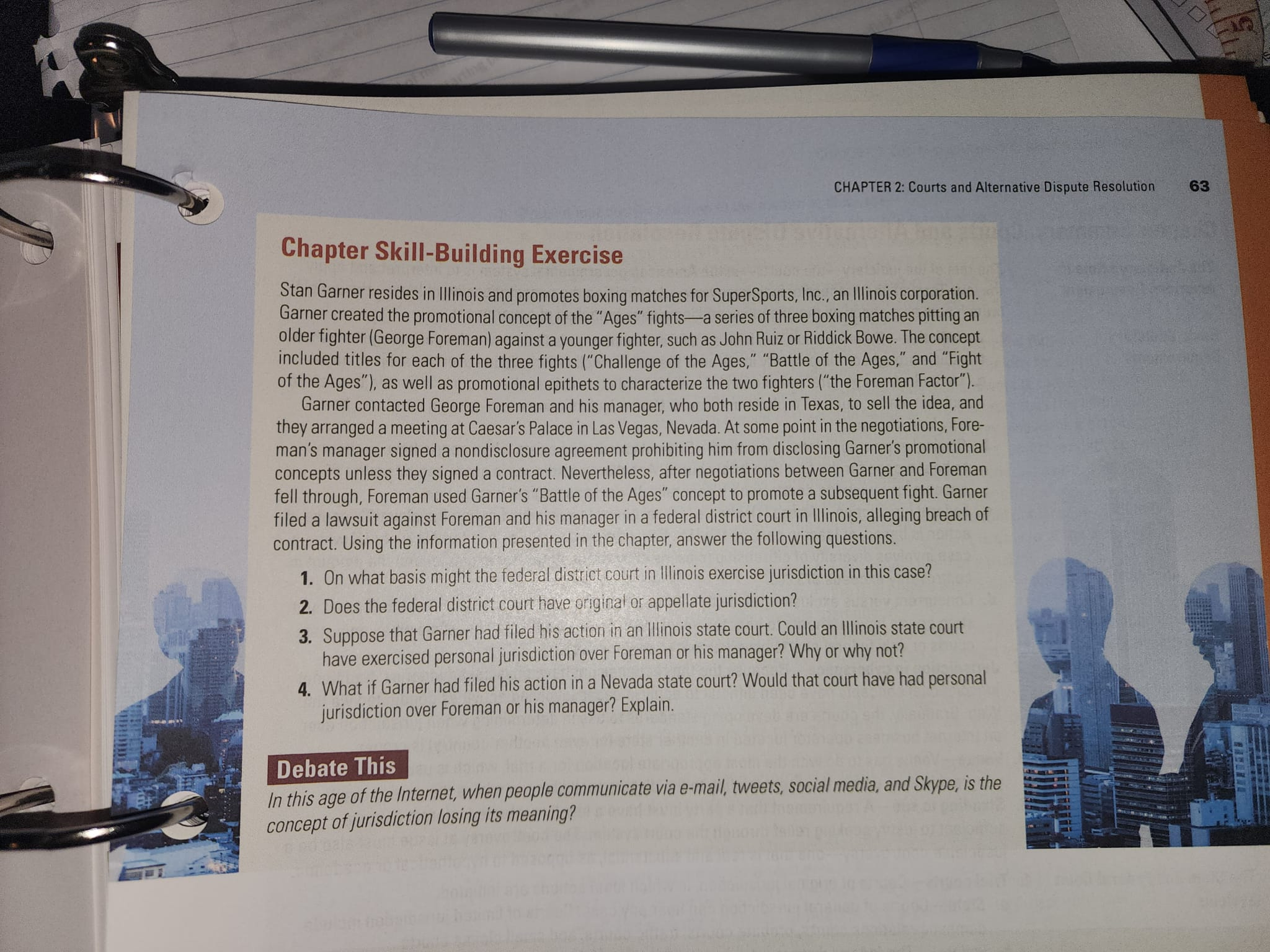 Chapter Skill-Building Exercise Stan Garner resides in IIlinois and promotes boxing