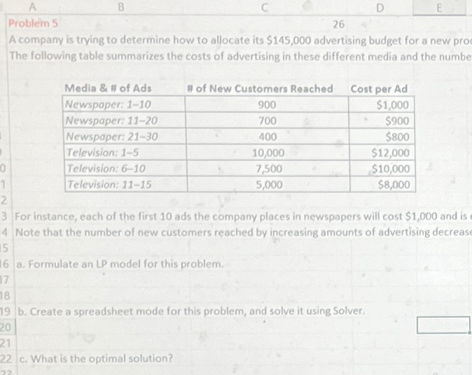  Problem 5 26 A company is trying to determine how to