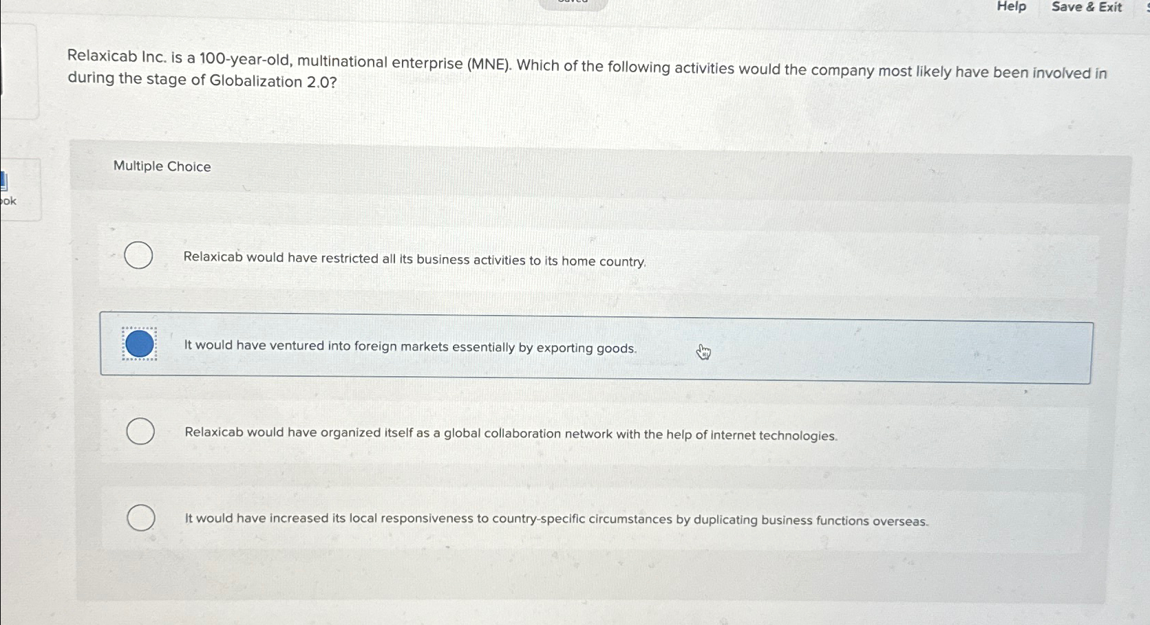  Help Save & Exit Relaxicab Inc. is a 100-year-old, multinational enterprise
