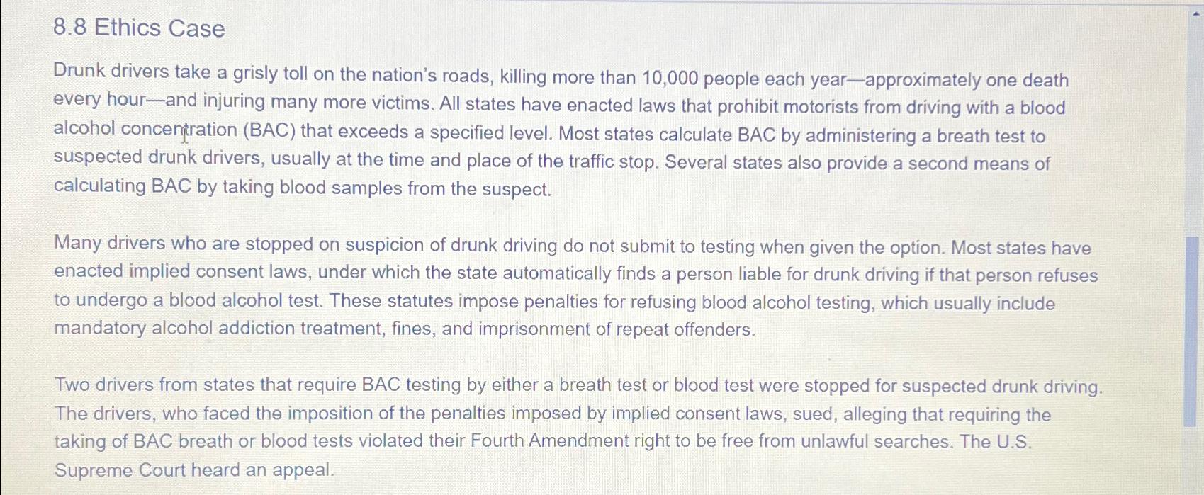  8.8 Ethics Case Drunk drivers take a grisly toll on the