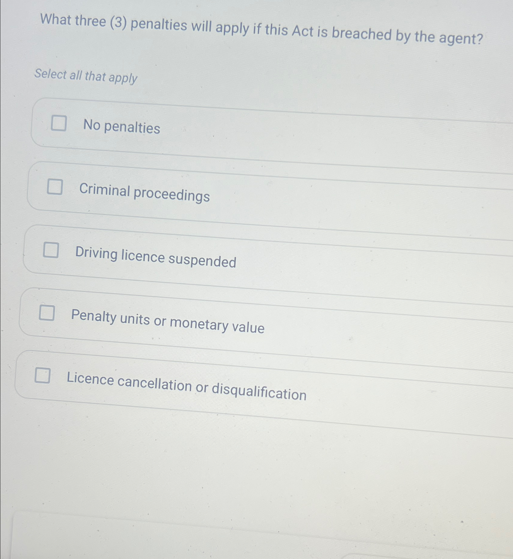  What three (3) penalties will apply if this Act is breached