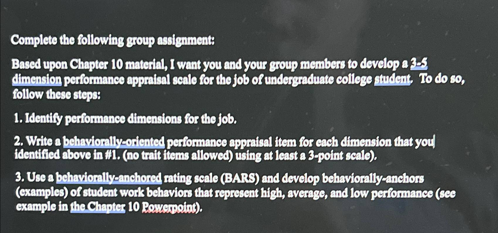  Complete the following group assignments Based upon Chapter 10 material, I