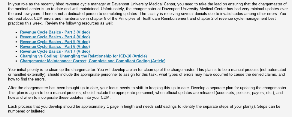  Chargemaster Maintenance: Correct, Complete and Compliant Coding.(Article) Your initial priority is