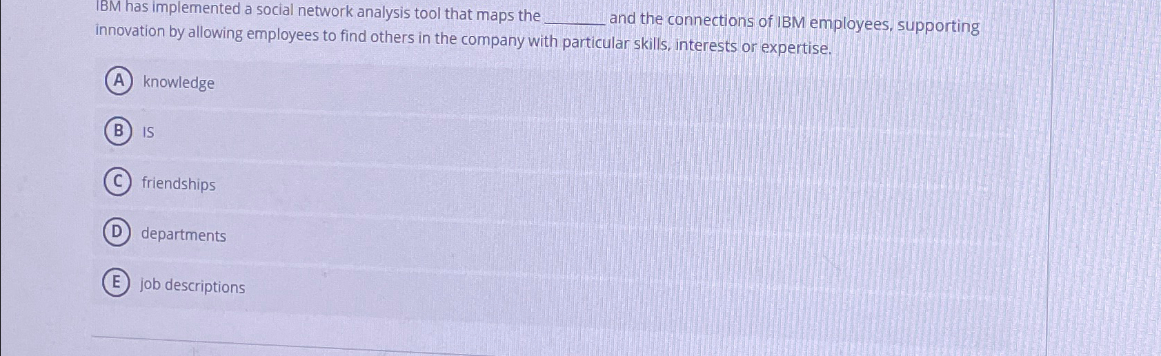  IBM has implemented a social network analysis tool that maps the