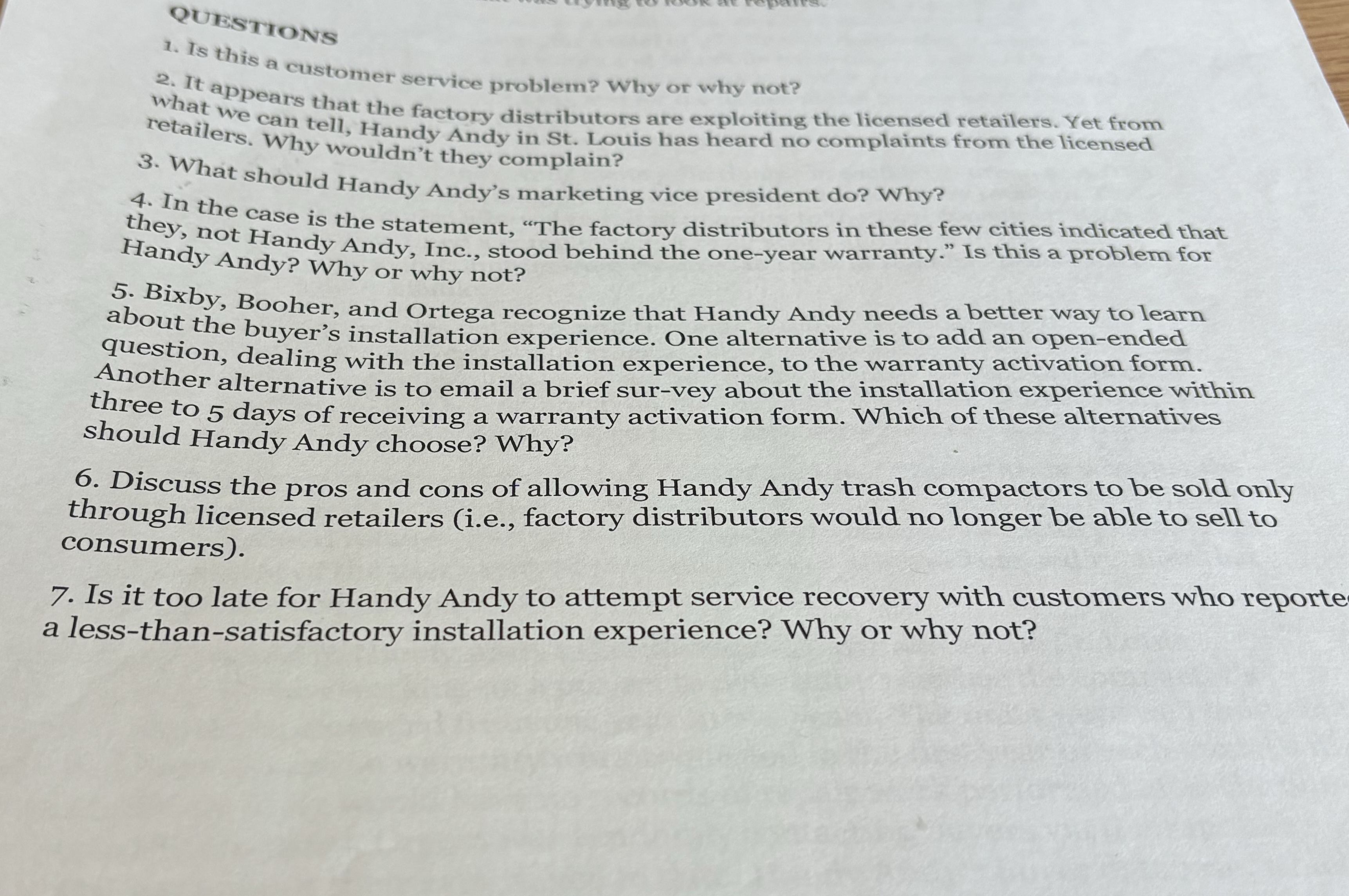  Is this a customer service problem? Why or why not? It
