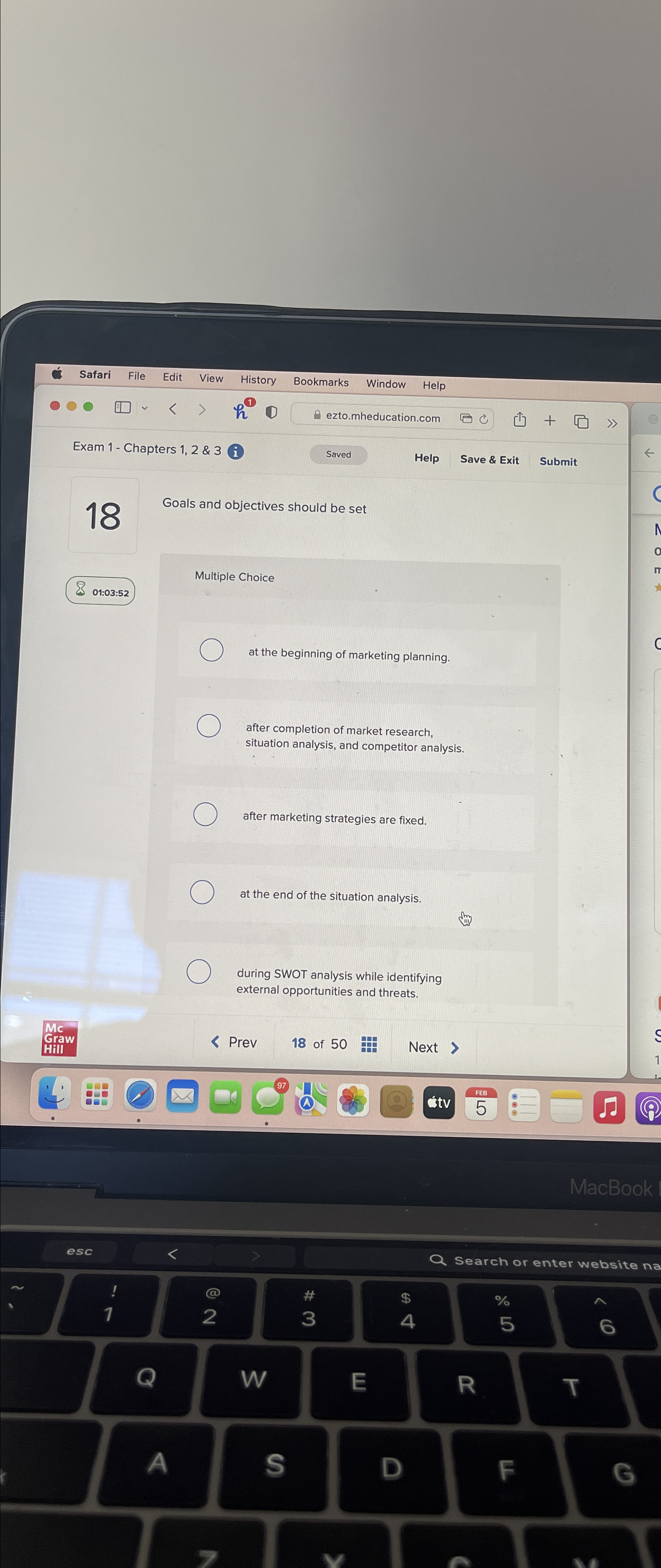  Exam 1- Chapters 1,2 & 3(i) Saved Help Save & Exit