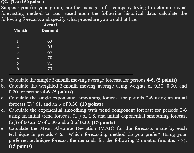 need part e answered fully please :) Q2. (Total 50 points) Suppose