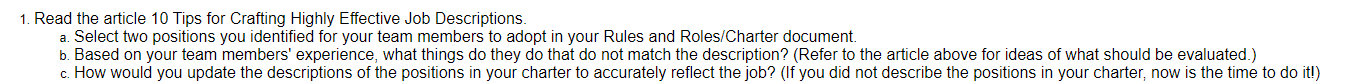 1. Read the article 10 Tips for Crafting Highly Effective Job