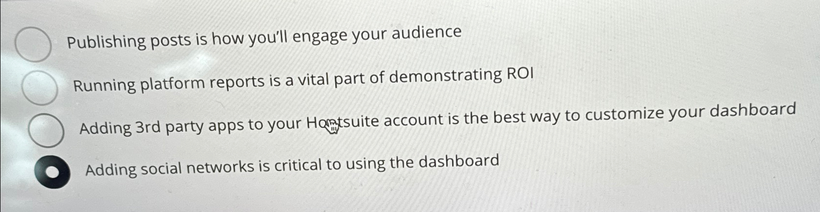  Publishing posts is how you'll engage your audience Running platform reports