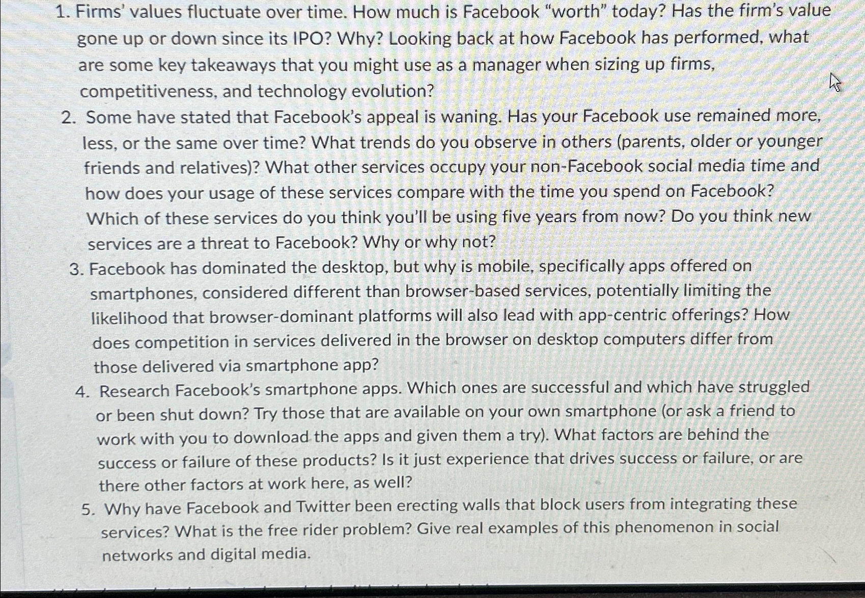  Firms' values fluctuate over time. How much is Facebook "worth" today?
