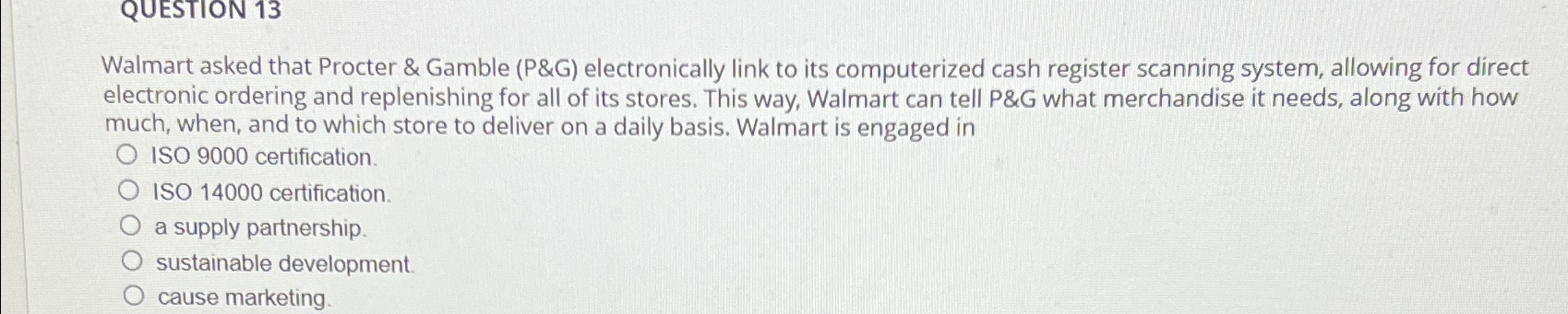  Walmart asked that Procter & Gamble (P&G) electronically link to its