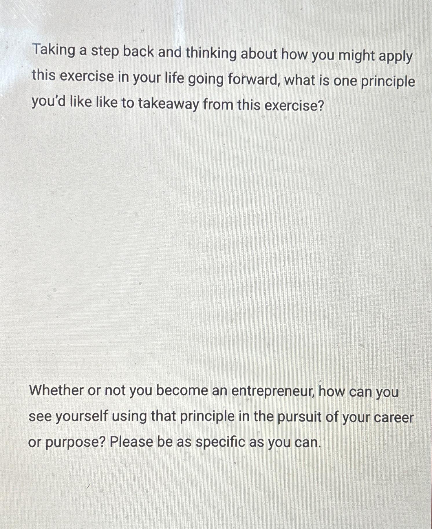  Taking a step back and thinking about how you might apply