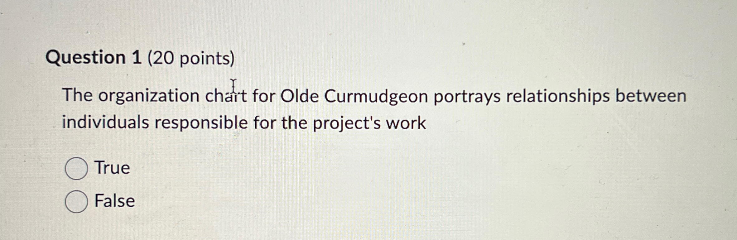  Question 1(20 points) The organization chait for Olde Curmudgeon portrays relationships