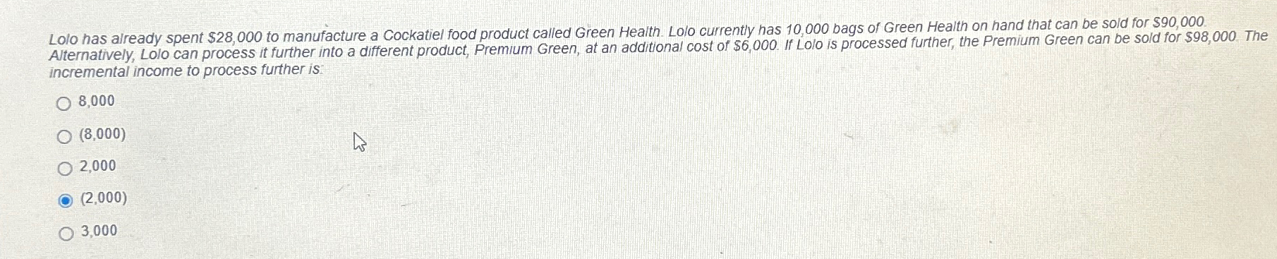  Lolo has already spent $28,000 to manufacture a Cockatiel food product