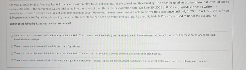  On May 1,2005, Pride & Property Realty Inc. mailed a written