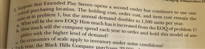 Play Stereo, Inc., sells 750 Super Power amplifiers per year and expects