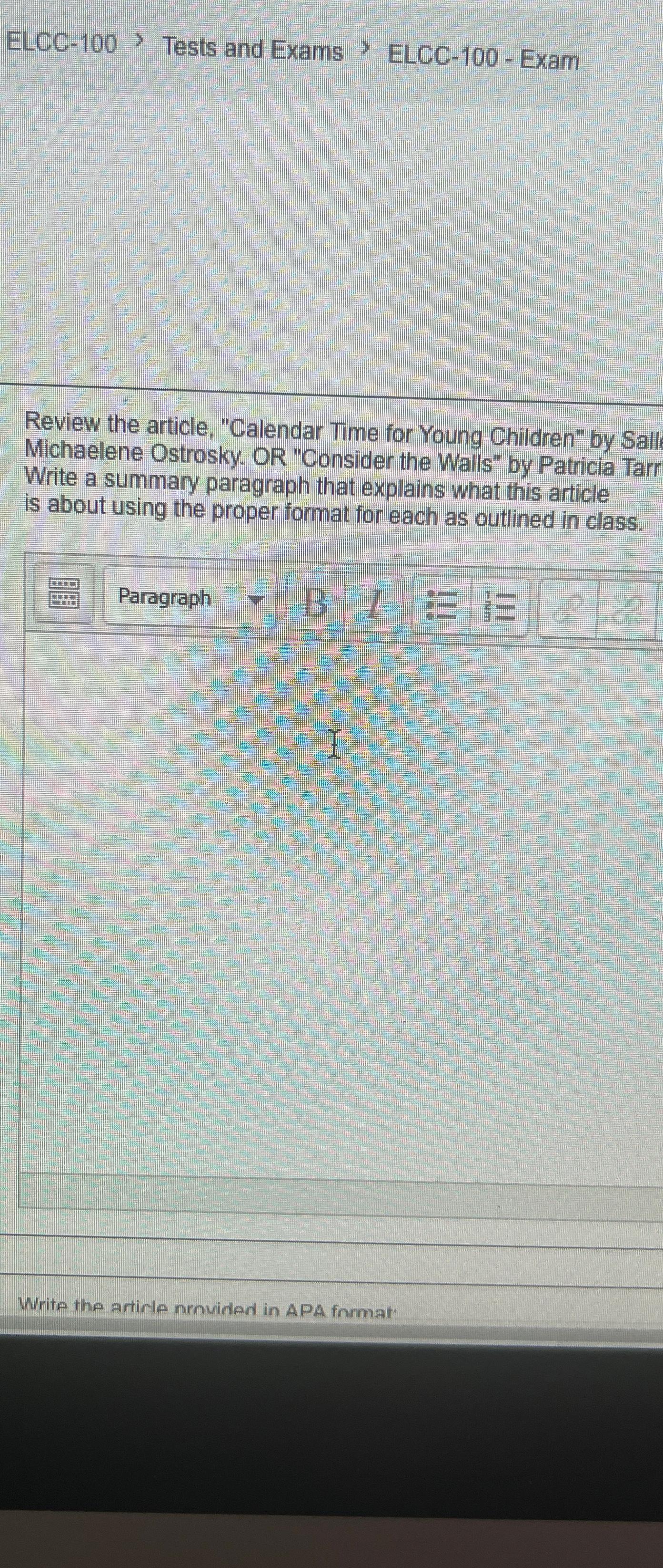  Summary paragELCC-100> Tests and Exams > ELCC-100- Exam Review the article,