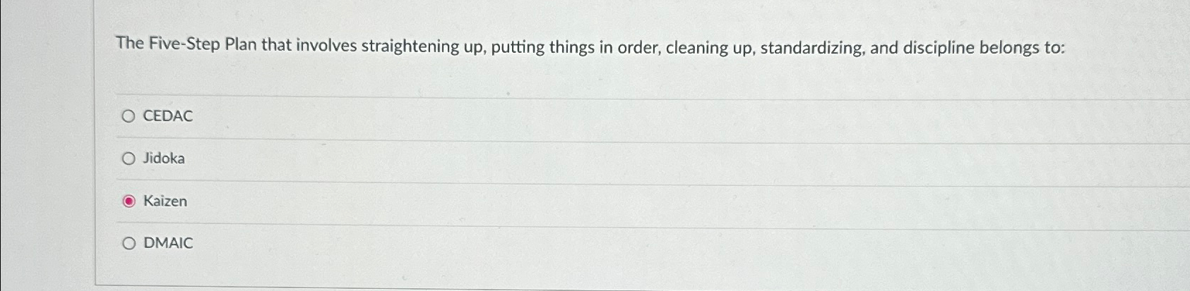  The Five-Step Plan that involves straightening up, putting things in order,