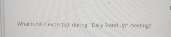  What is NOT expected during " Daily Stand Up" meeting? 