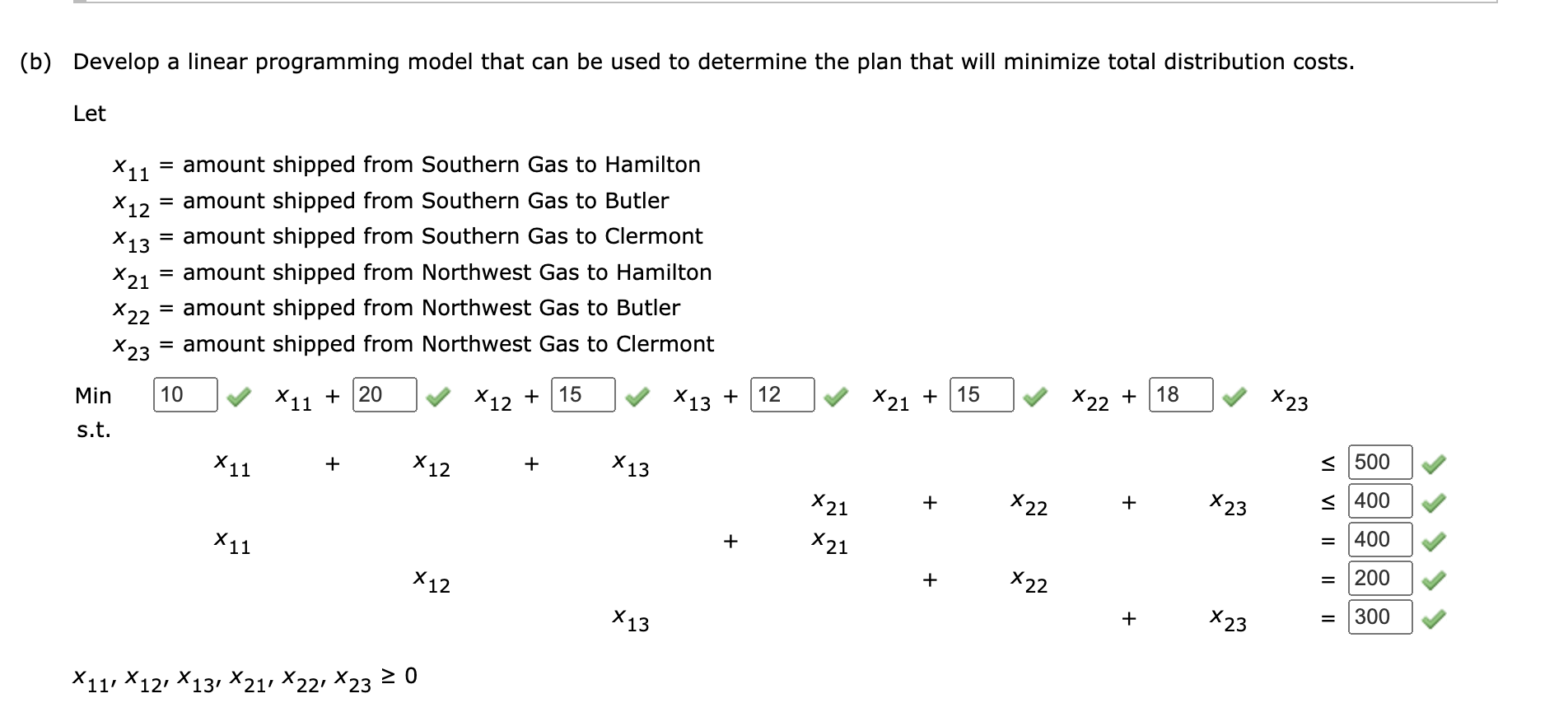 (b) Develop a linear programming model that can be used to
