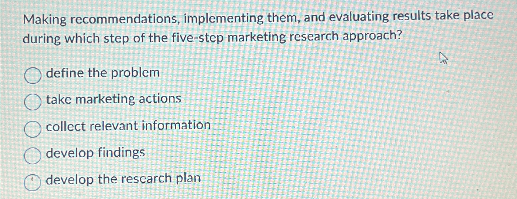  Making recommendations, implementing them, and evaluating results take place during which