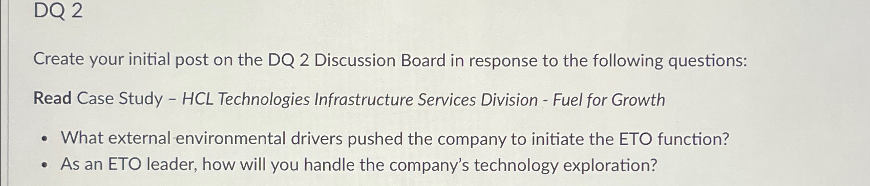  DQ 2 Create your initial post on the DQ 2 Discussion