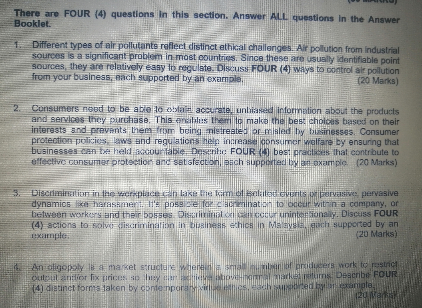  There are FOUR (4) questions in this section. Answer ALL questions