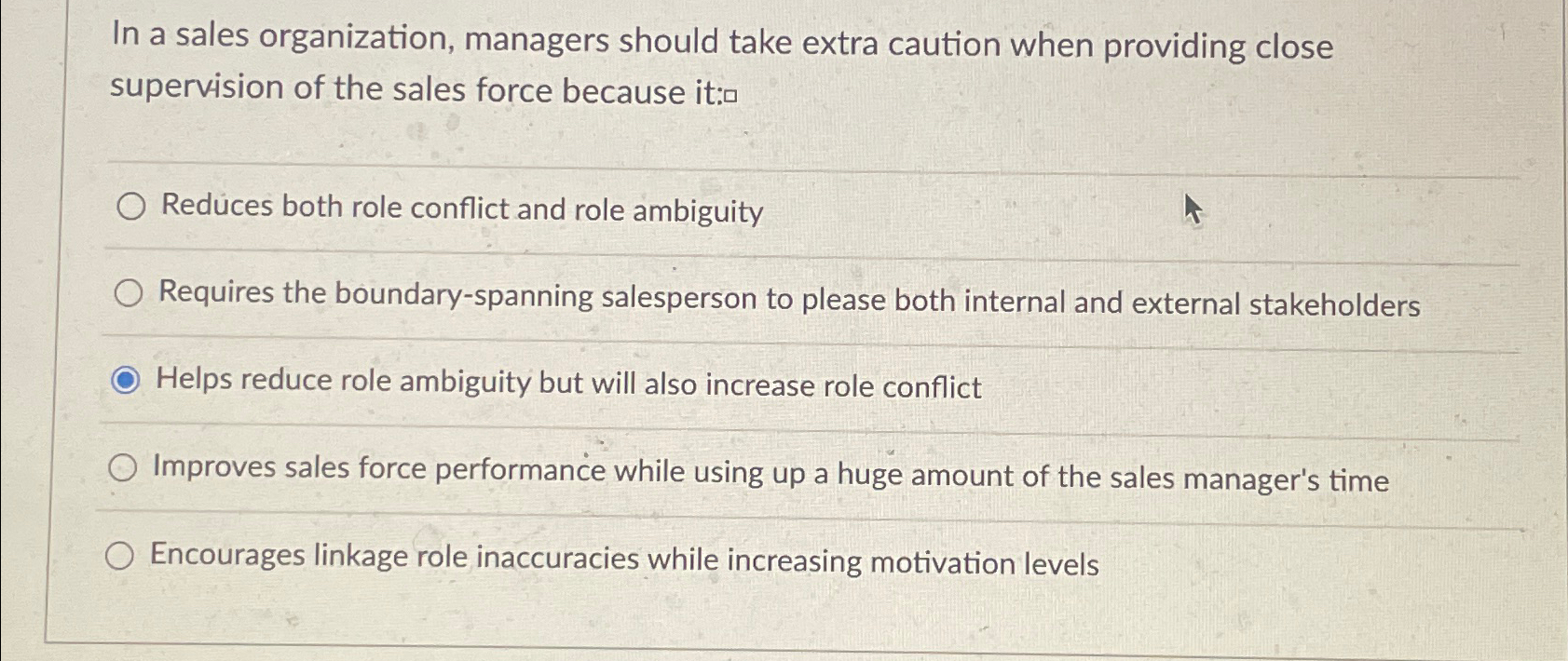  In a sales organization, managers should take extra caution when providing