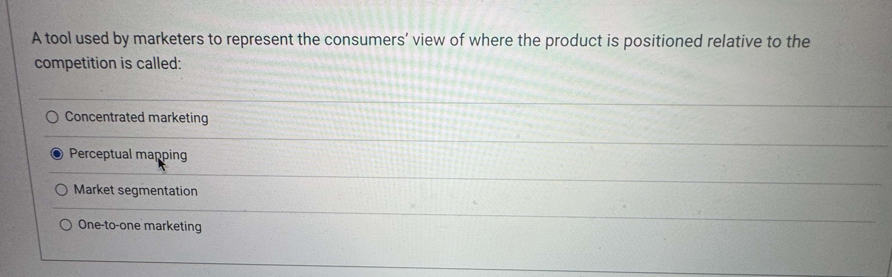  A tool used by marketers to represent the consumers' view of