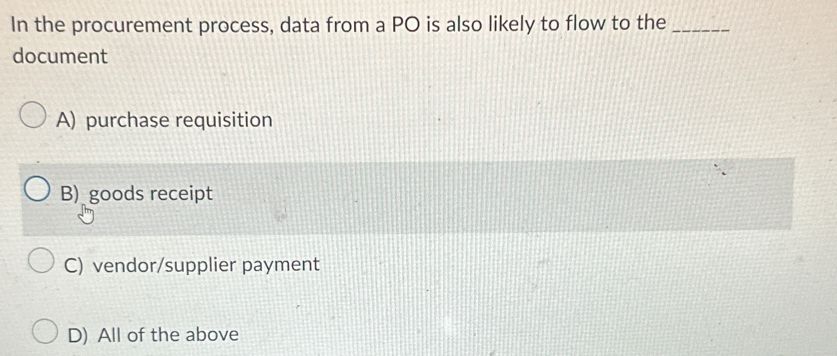  In the procurement process, data from a PO is also likely