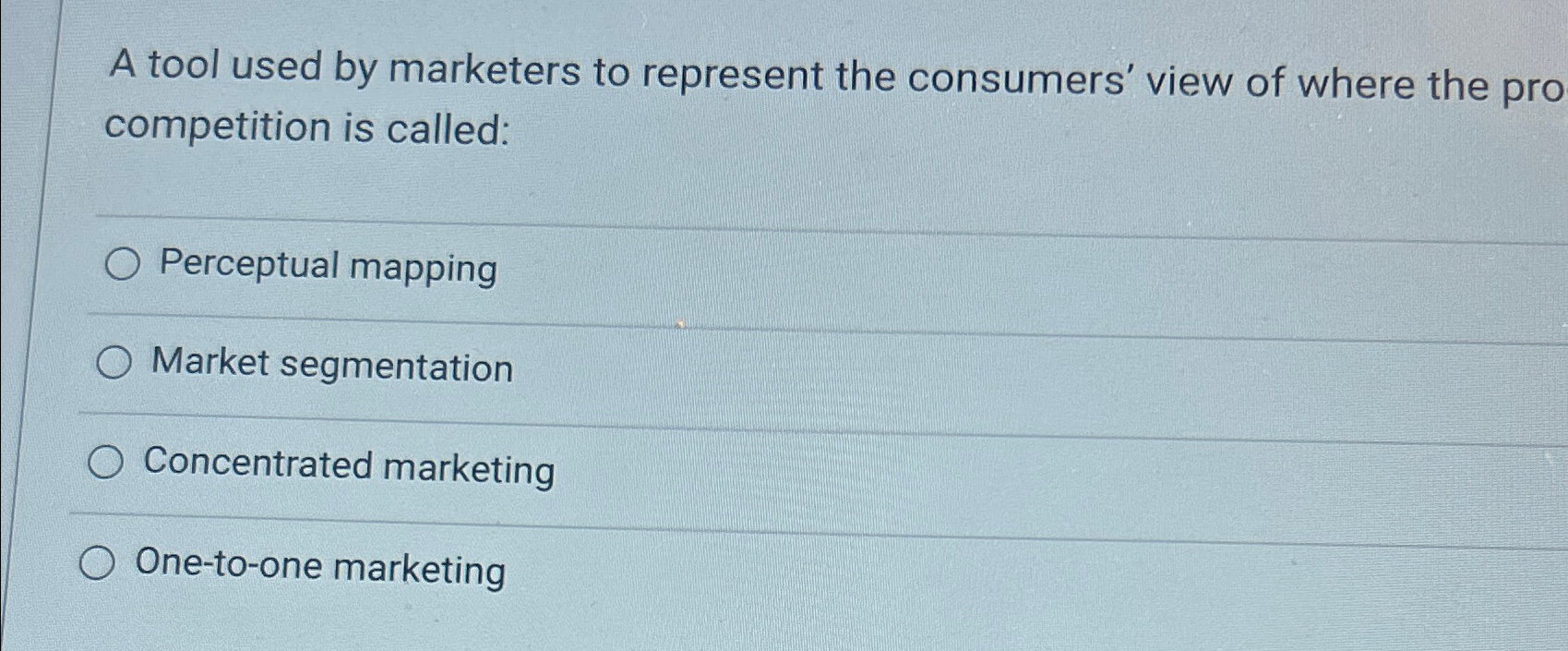  A tool used by marketers to represent the consumers' view of