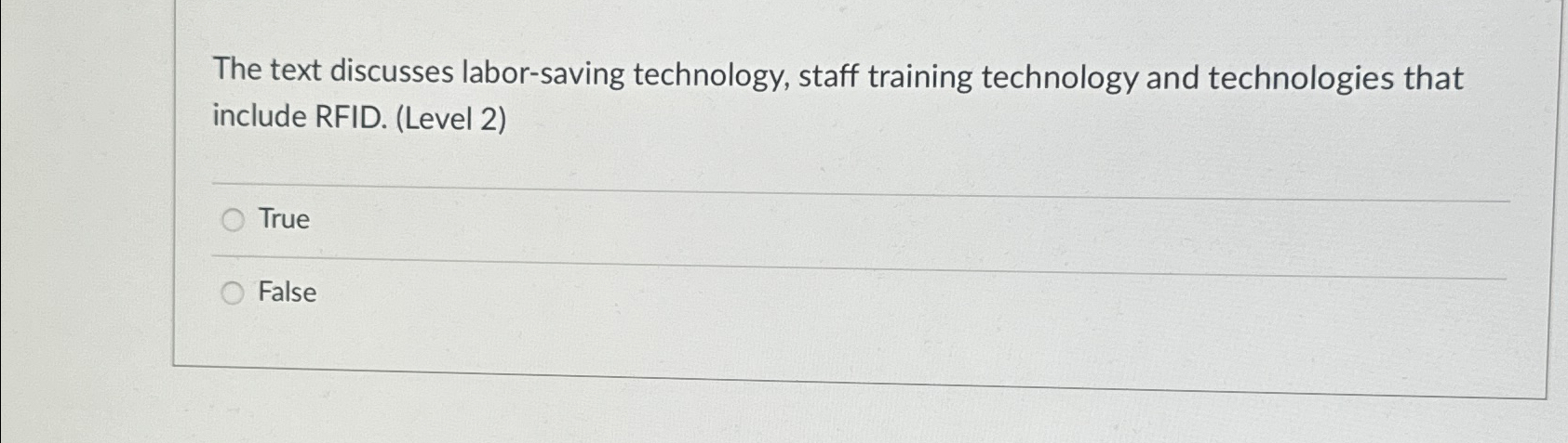  The text discusses labor-saving technology, staff training technology and technologies that
