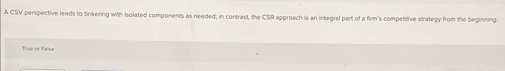  A CSV perspective leads to tinkering with isolated components as needed;