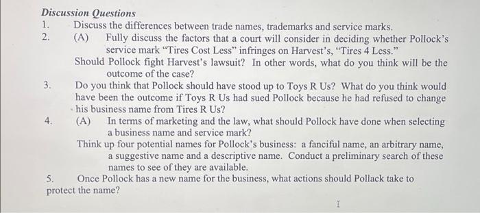  Discussion Questions 1. 2. 3. 4. Discuss the differences between trade