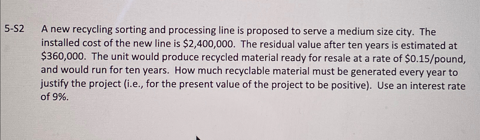  5-S2 A new recycling sorting and processing line is proposed to